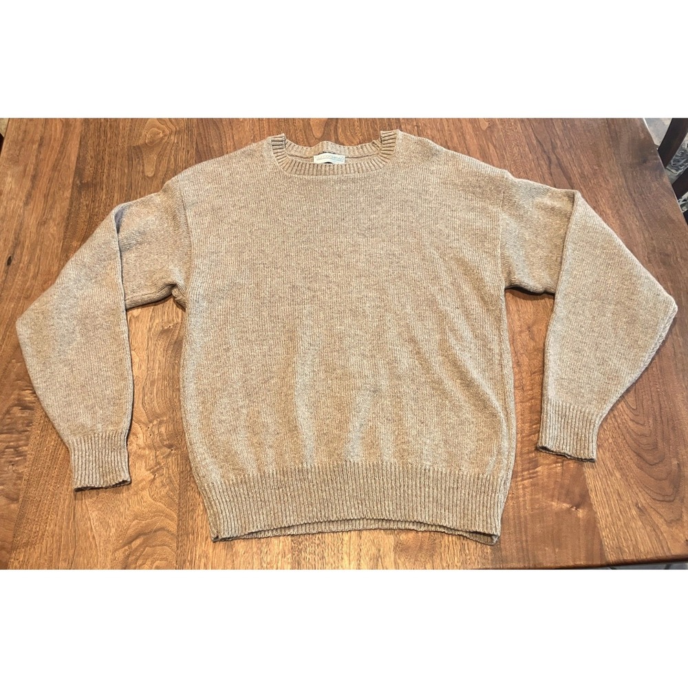 JJ Cochran Mens Vintage Wool‎ Blend Crewneck Sweater Tan Heather Made in USA L